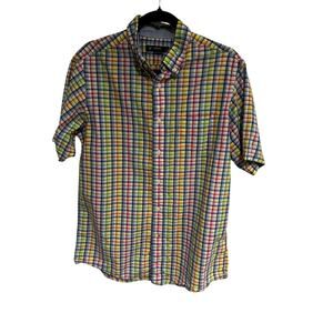 DANIEL CREMIEUX Short Sleeve Cotton Pastel Gingham Short Sleeve in Size M